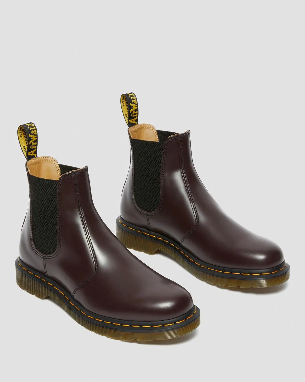 2976 BURGUNDY YELLOW STITCH SMOOTH LEATHER CHELSEA BOOTS