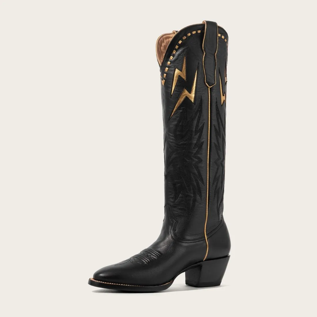 Black & Gold Lightning Boot