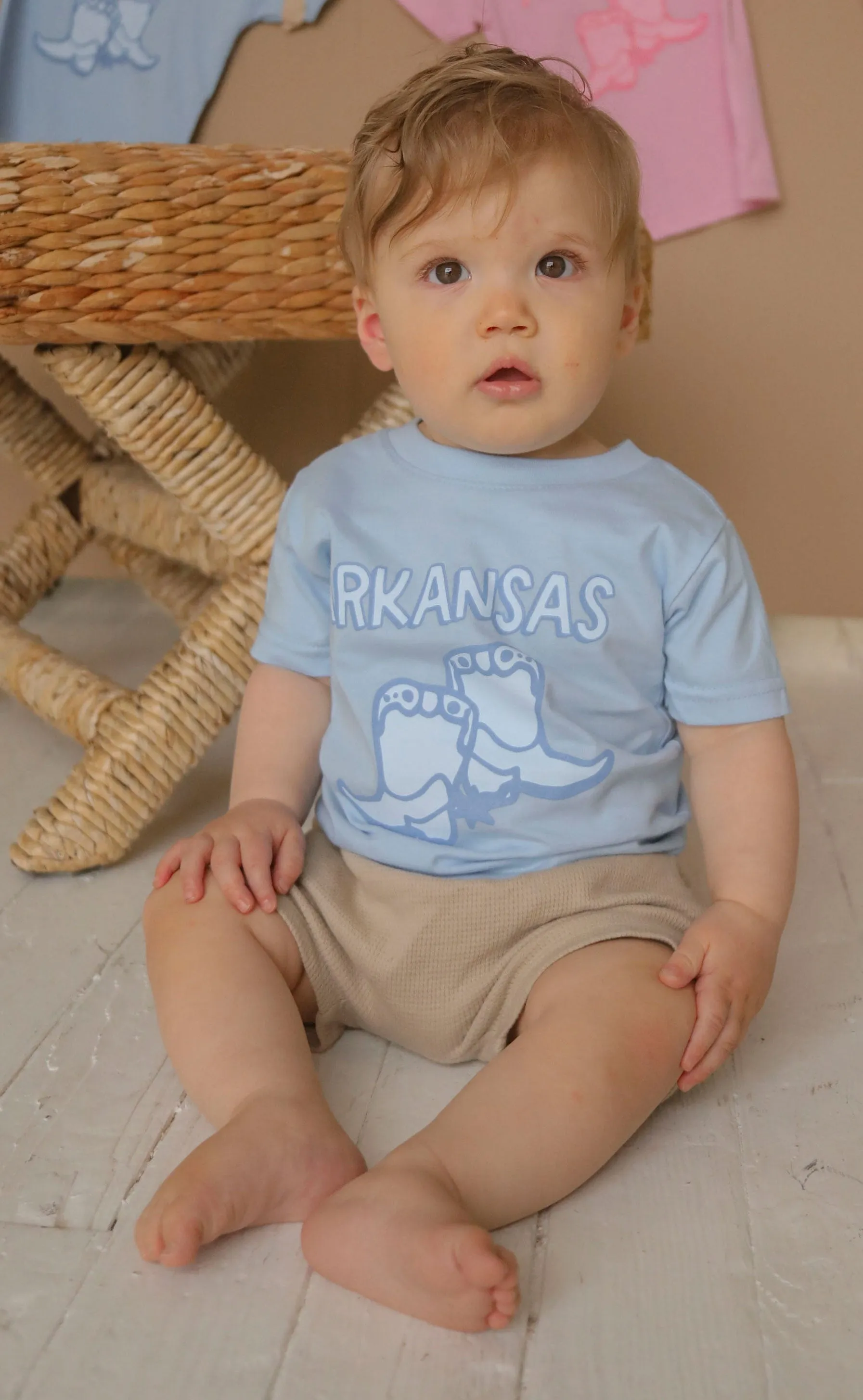 charlie southern: arkansas blue boots kids tee