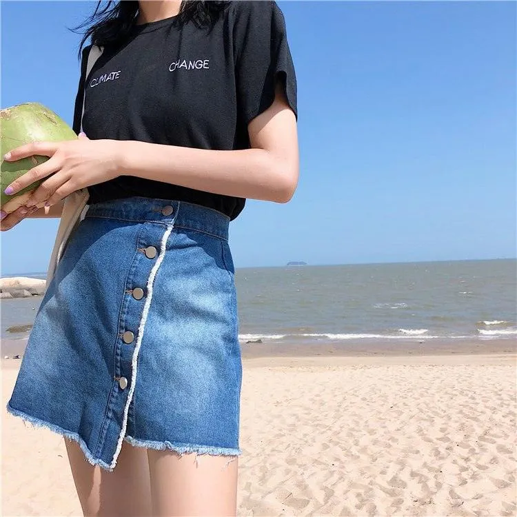 DENIM DAYS BUTTON UP MINI SKIRT