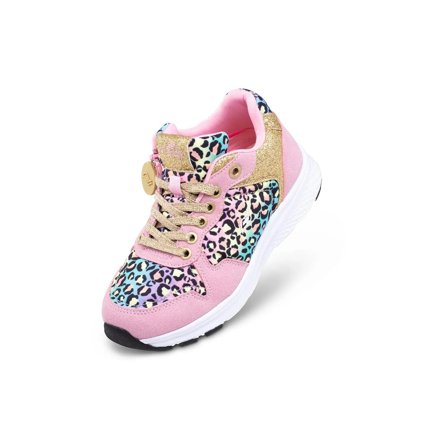 Girls Pink Leopard Lightweight Shoes with Rear Zipper Access