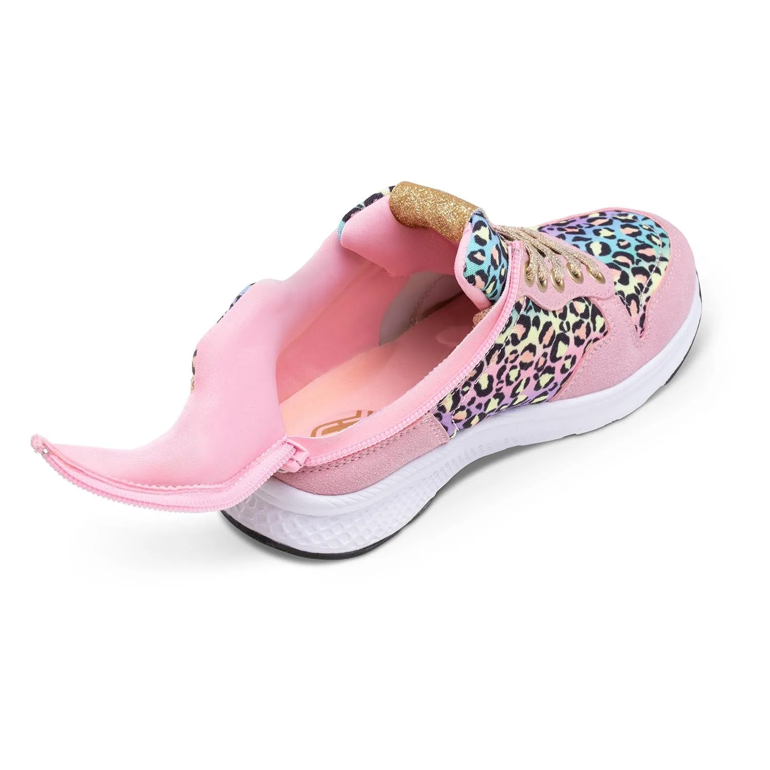 Girls Pink Leopard Lightweight Shoes with Rear Zipper Access