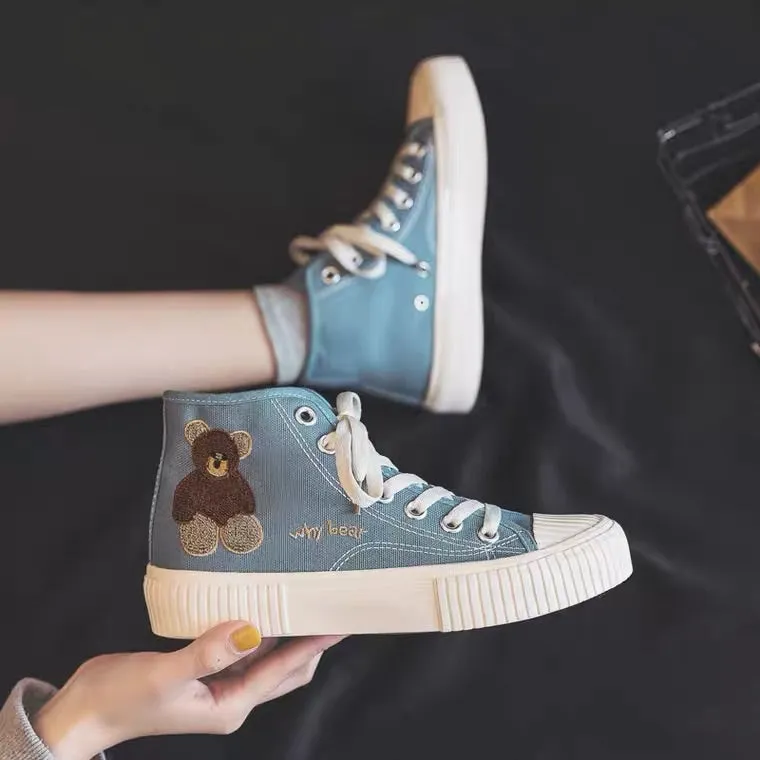 INS ULZZANG CUTE BEAR CANVAS SHOES BY92999