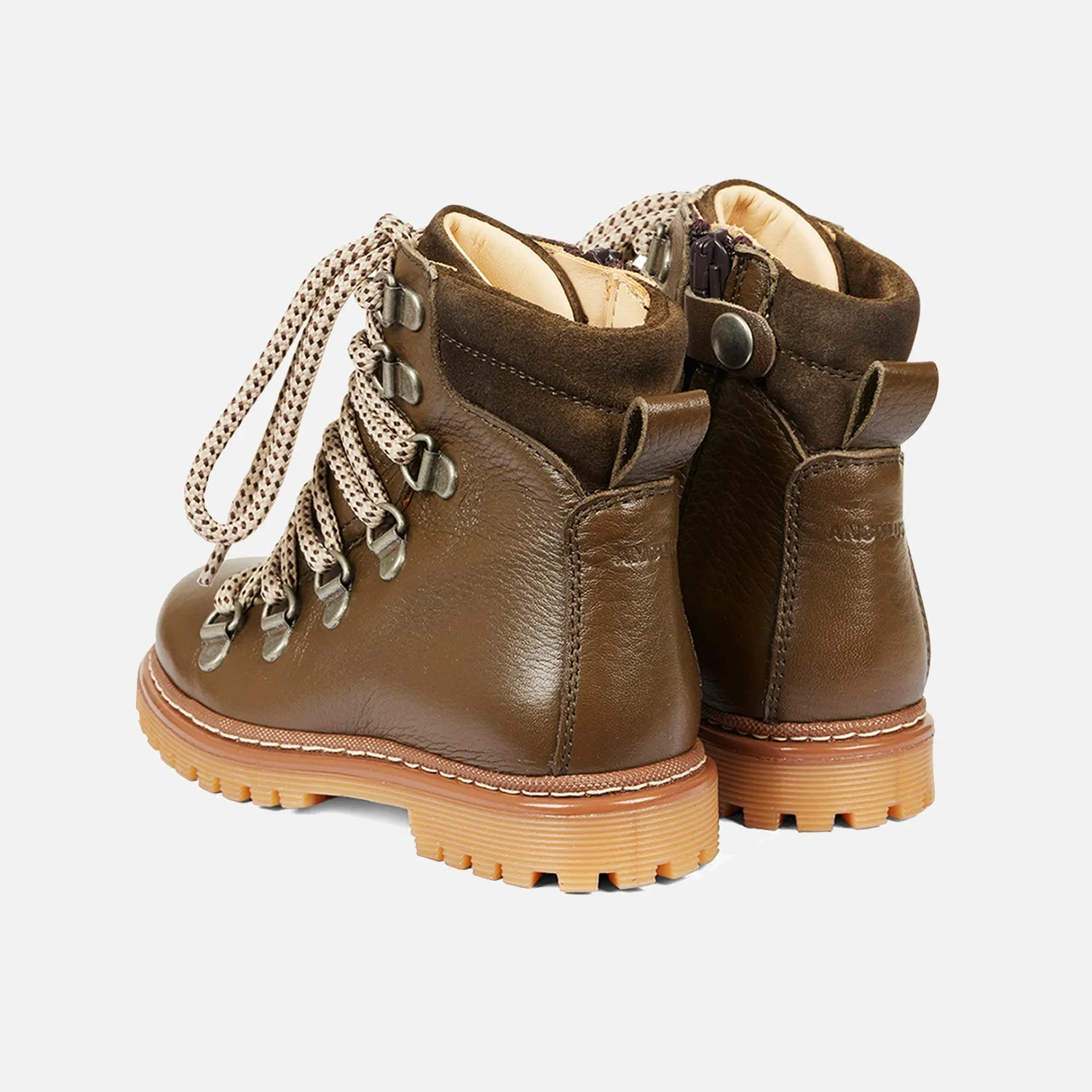 Kids Lace Boots w/Track Sole - Dark Olive