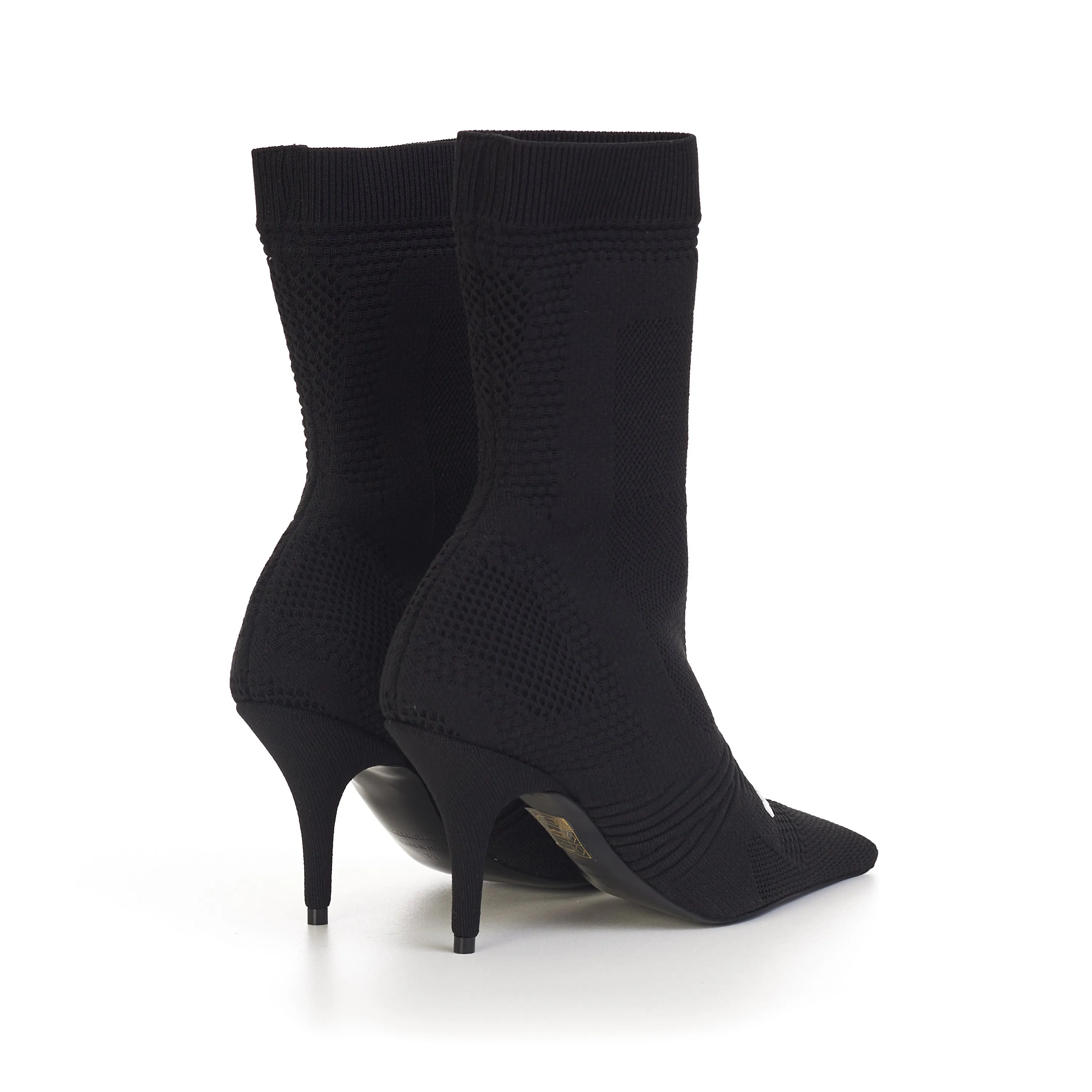 Knife Bootie In Black Textured Knit