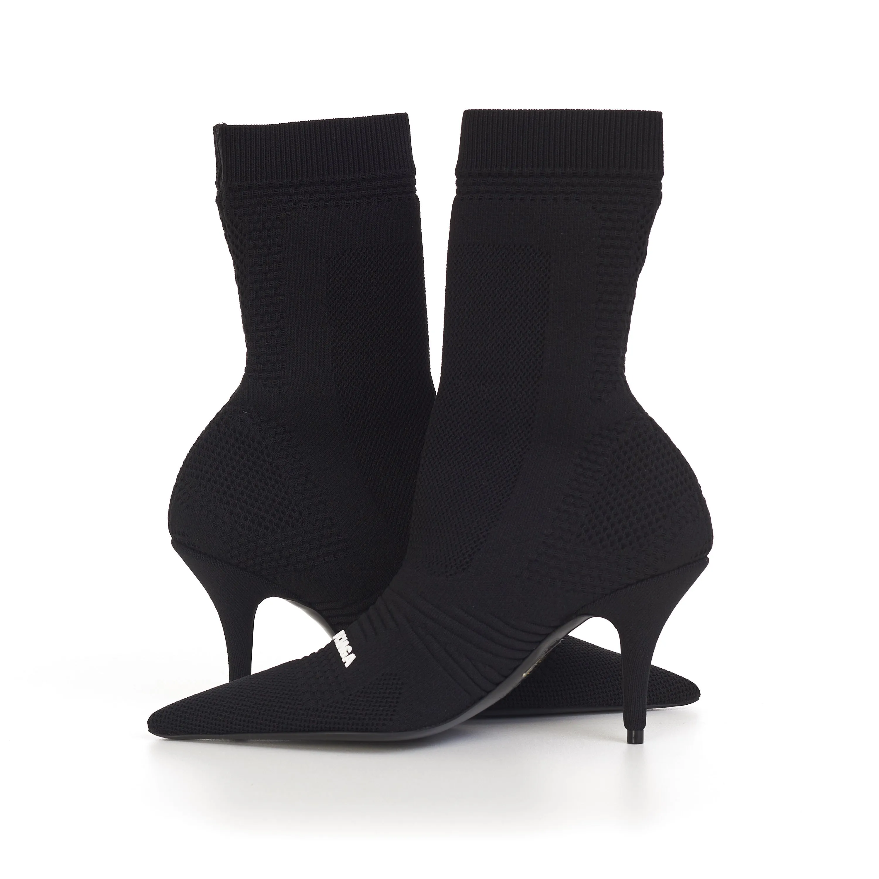 Knife Bootie In Black Textured Knit