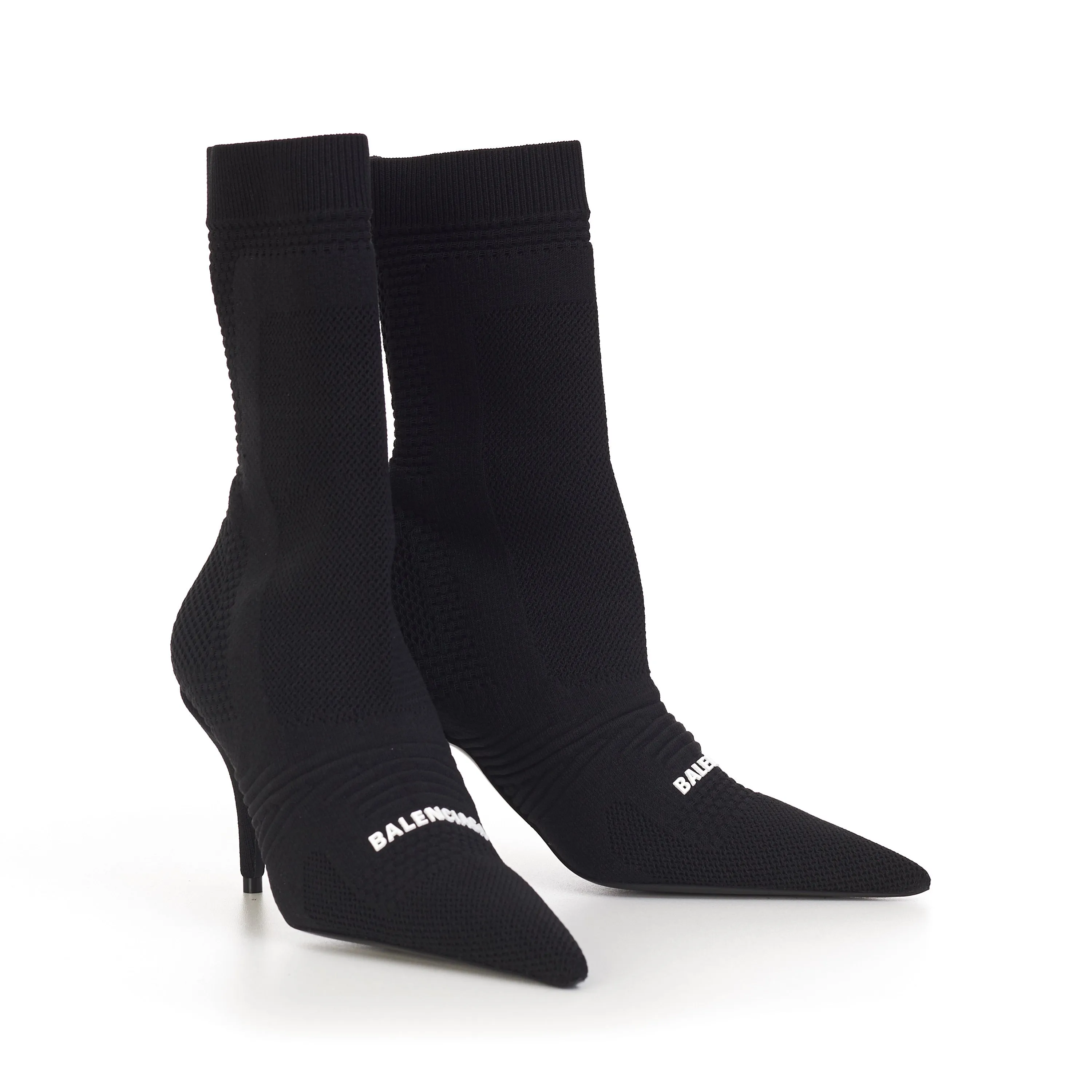 Knife Bootie In Black Textured Knit