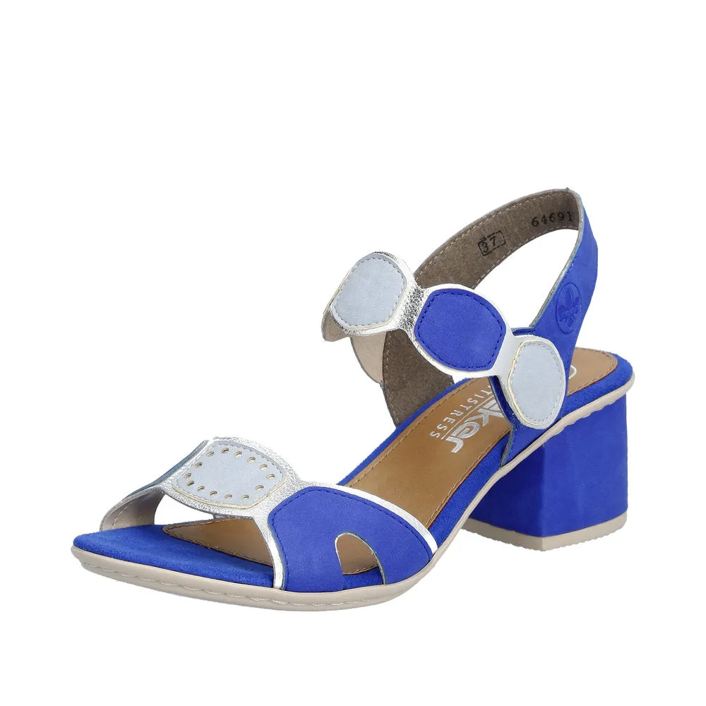 Ladies Blue Rieker Dress Sandals Low Heel Strap 64691-14 sale