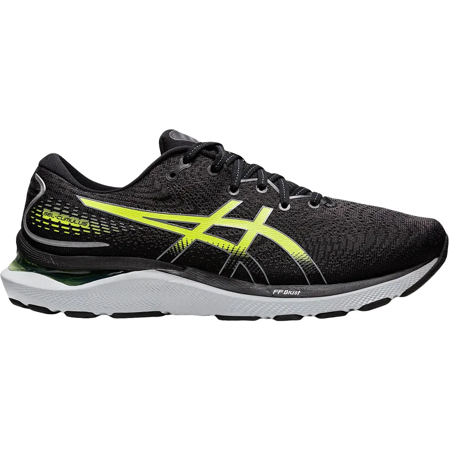 Men's Asics GEL-Cumulus 24, Black/Hazard Green, 9.5 D Medium