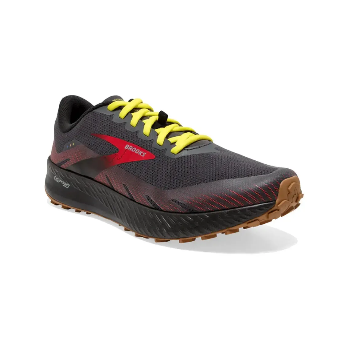 Mens Brooks Catamount - Black / Fiery Red / Yellow