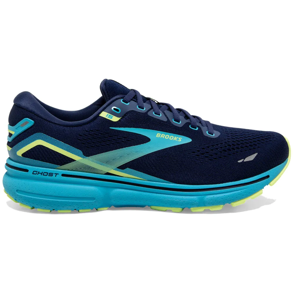 Men's Brooks Ghost 15, Navy/Blue/Green, 8.5 D Medium