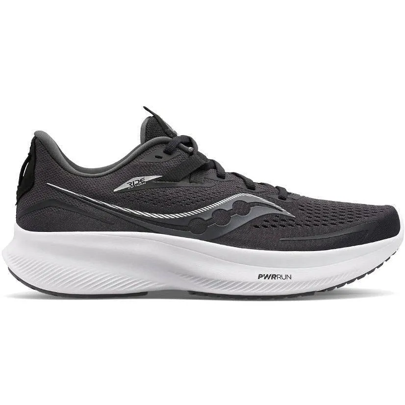 Men's Saucony Ride 15, Black/White, 8.5 D Medium