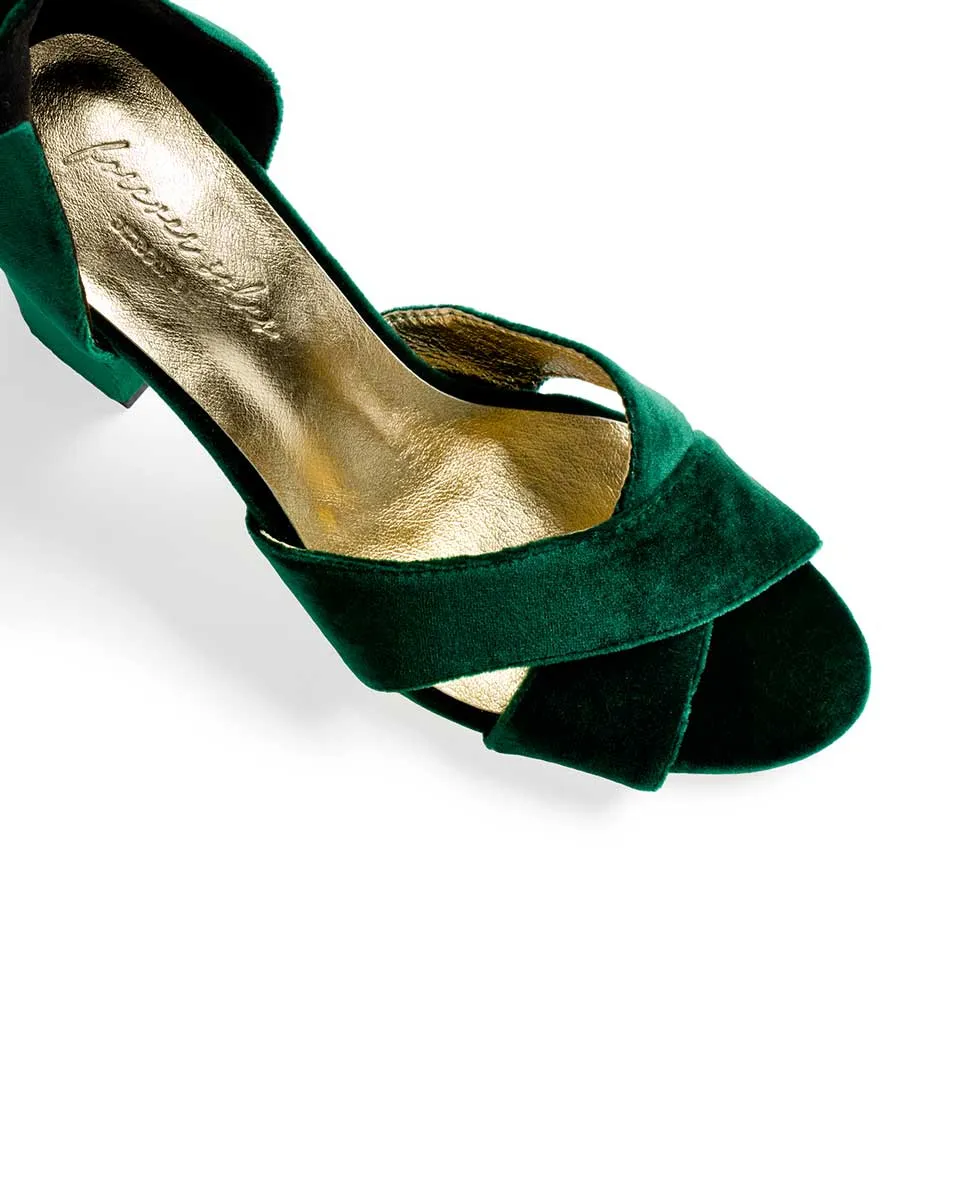 PASSION - EMERALD WEDDING SHOES LOW BLOCK HEEL