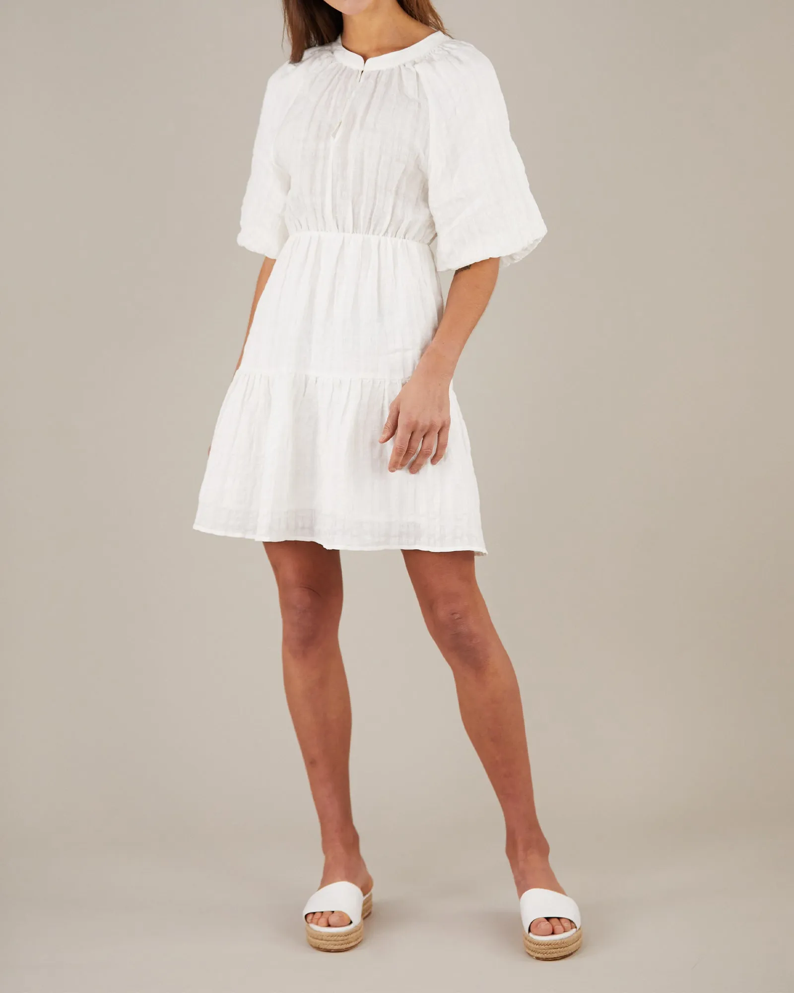 Pila Linen Mini Dress - White