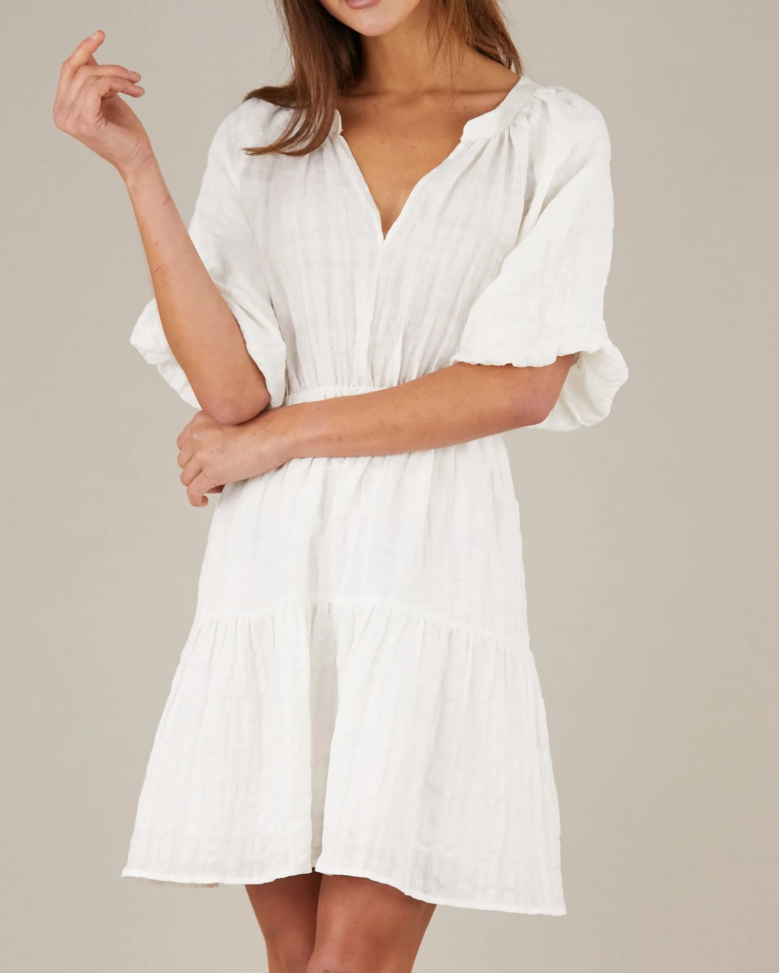 Pila Linen Mini Dress - White