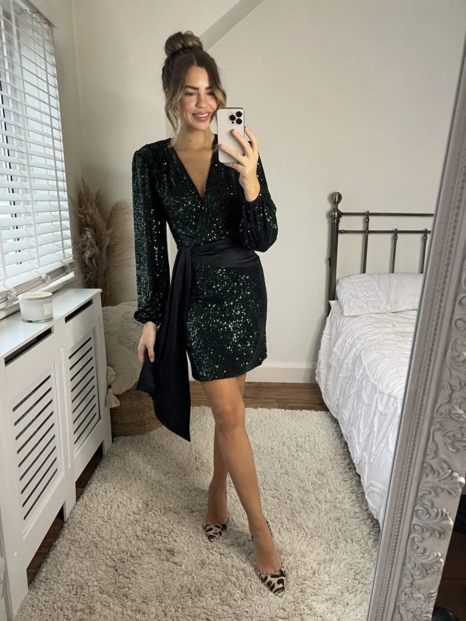 Slaytwins Daphne Sequin Wrap Dress In Green