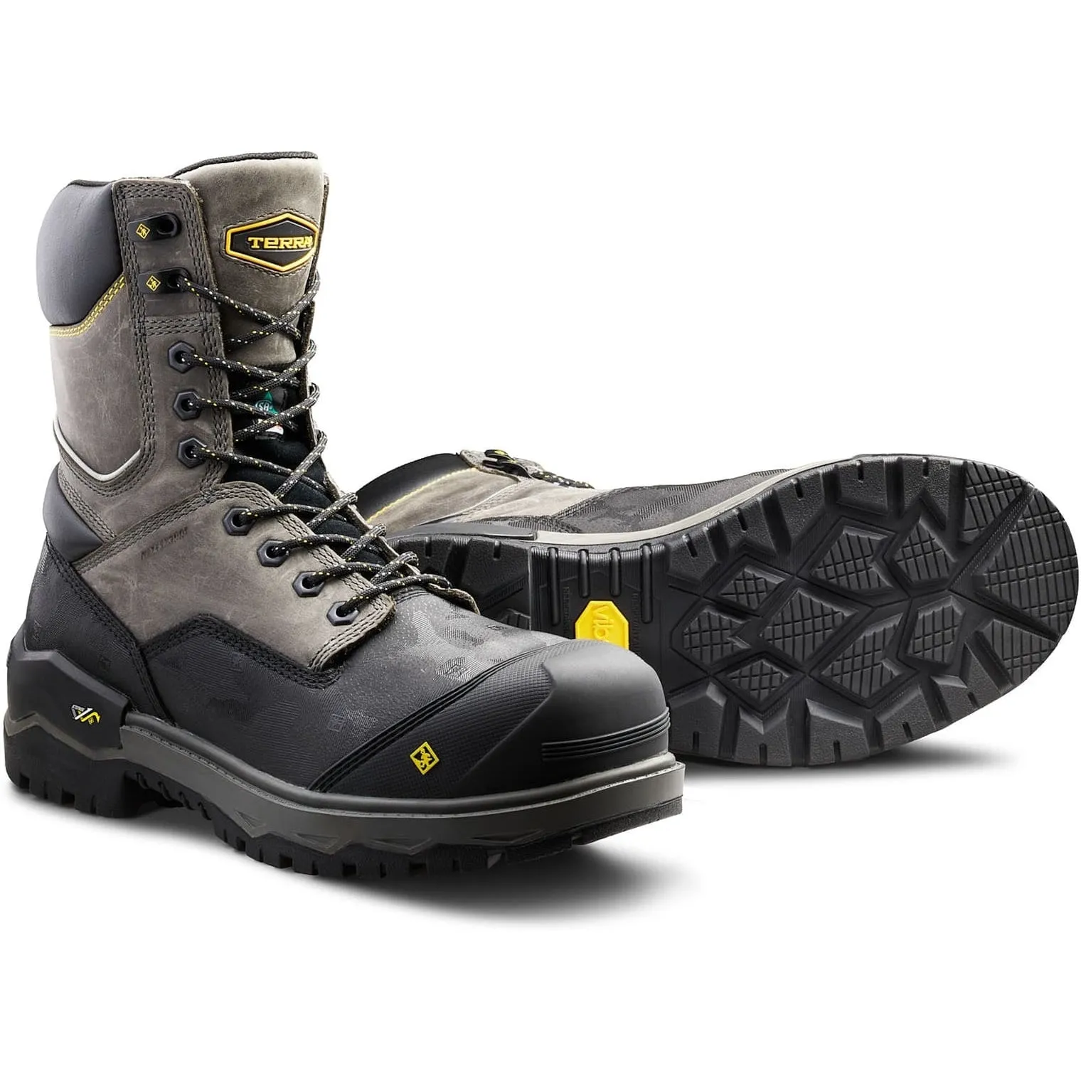 Terra Men's Gantry 8" Comp Toe WP Safety Work Boot -Gray- 4NRQGY