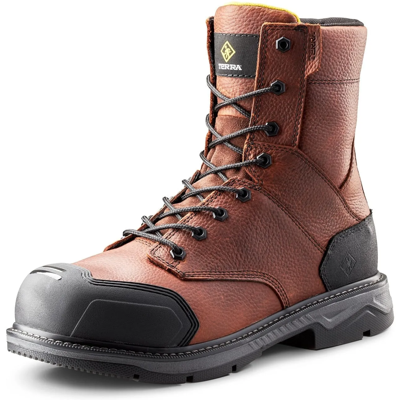 Terra Men's Patton 8 AT Waterproof Safety Work Boot -Brown- 4NS5BN