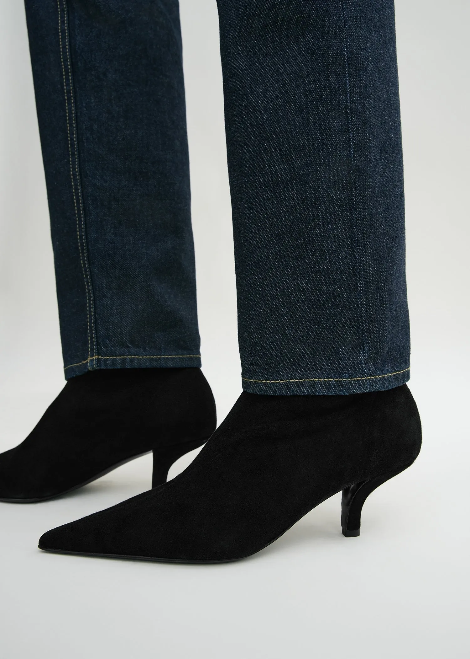 The Suede Heeled Sock Boot black