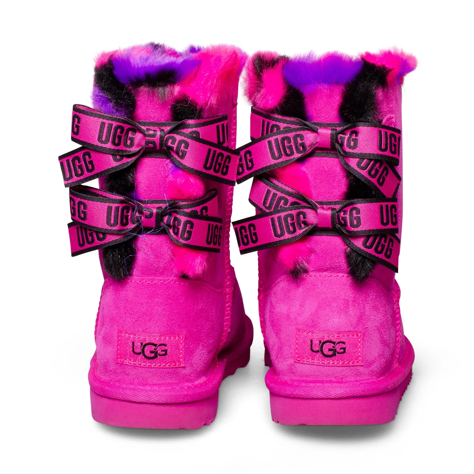 UGG Bailey Bow Plaid Punk Rock Rose Boots - Youth