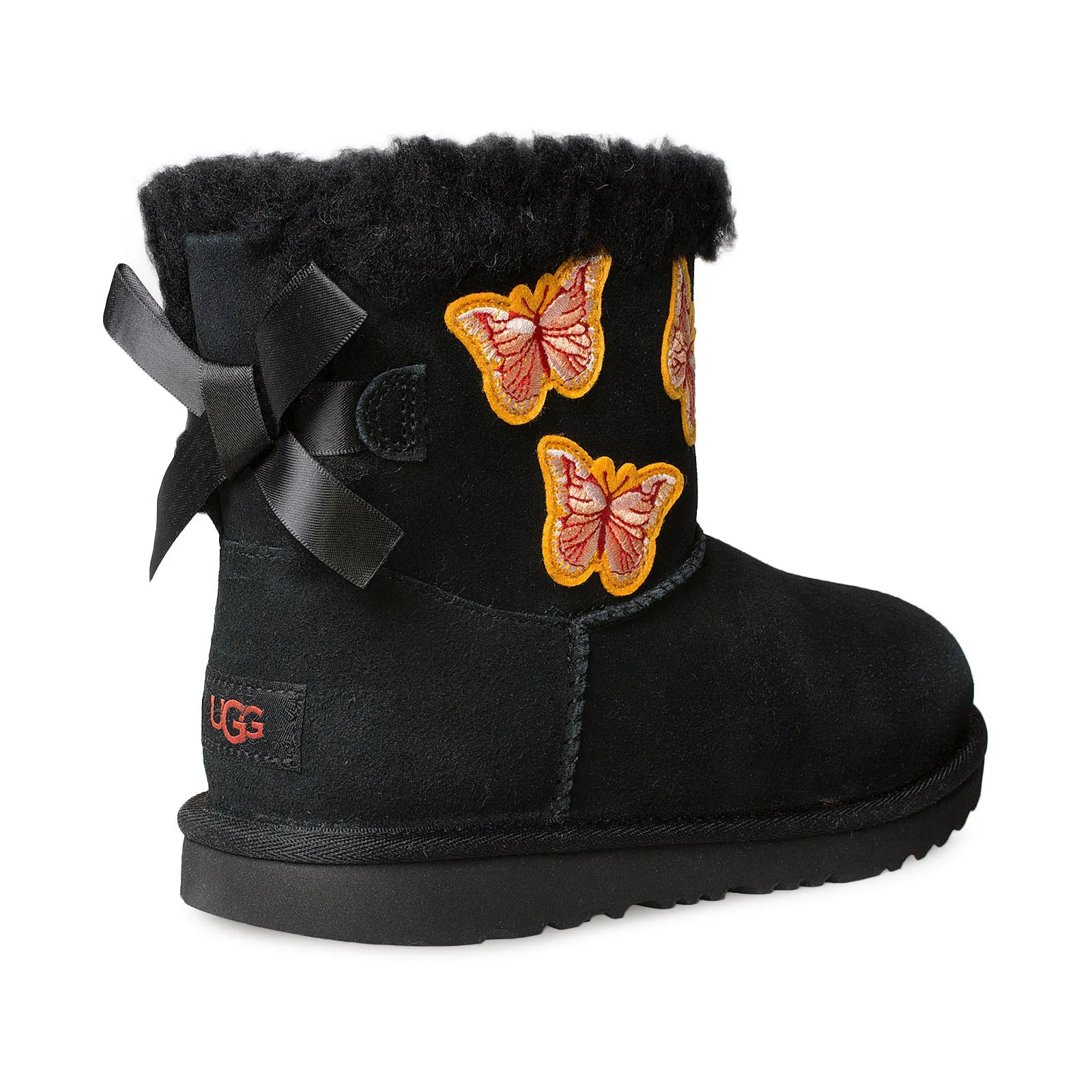 UGG MIni Bailey Bow II Butterfly Black Boots - Youth