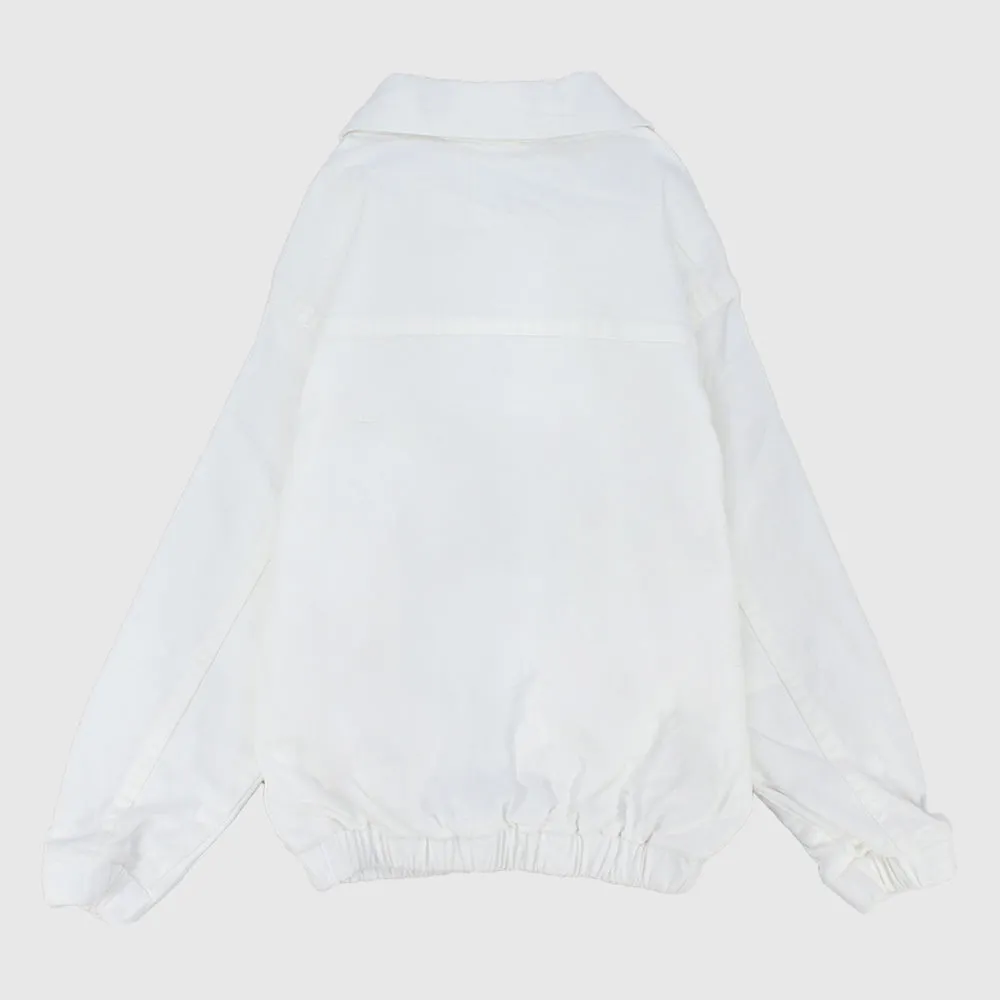 Unisex White Long-Sleeved Gabardine Jacket