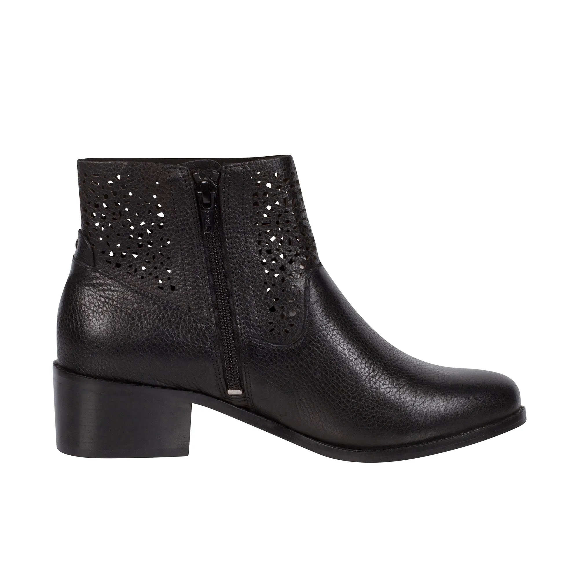 Vionic Womens Luciana Ankle Boot Black Perforated Tumbled