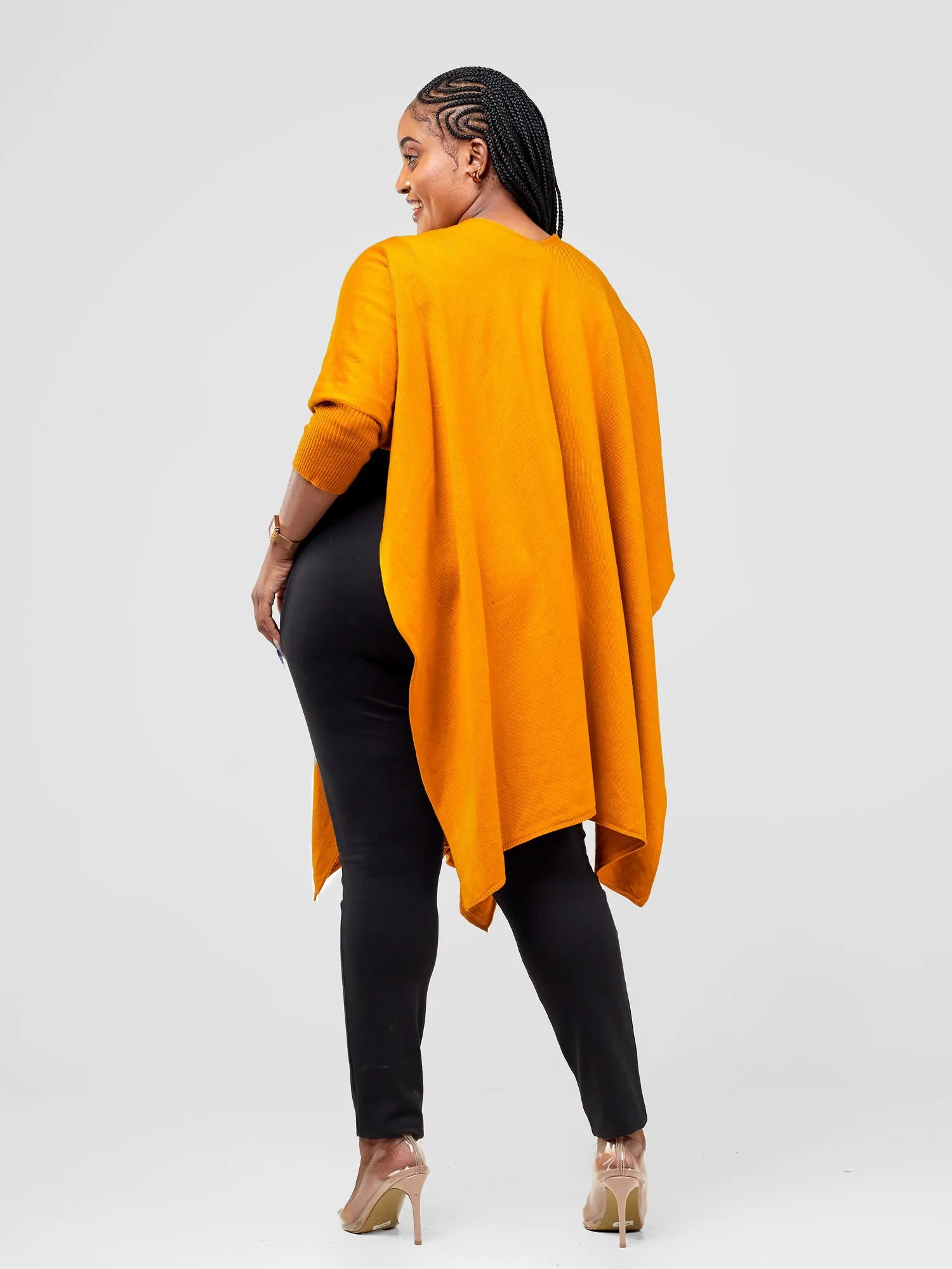 Vivo Cuffed Wrap Poncho - Mustard