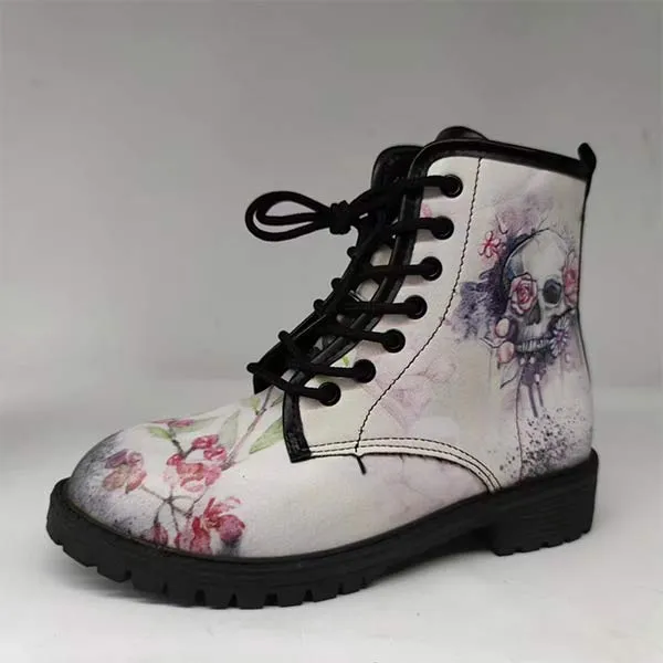 Women'S 3d Skull Print High Top Martin Boots 01062553C