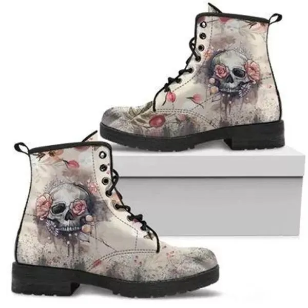 Women'S 3d Skull Print High Top Martin Boots 01062553C