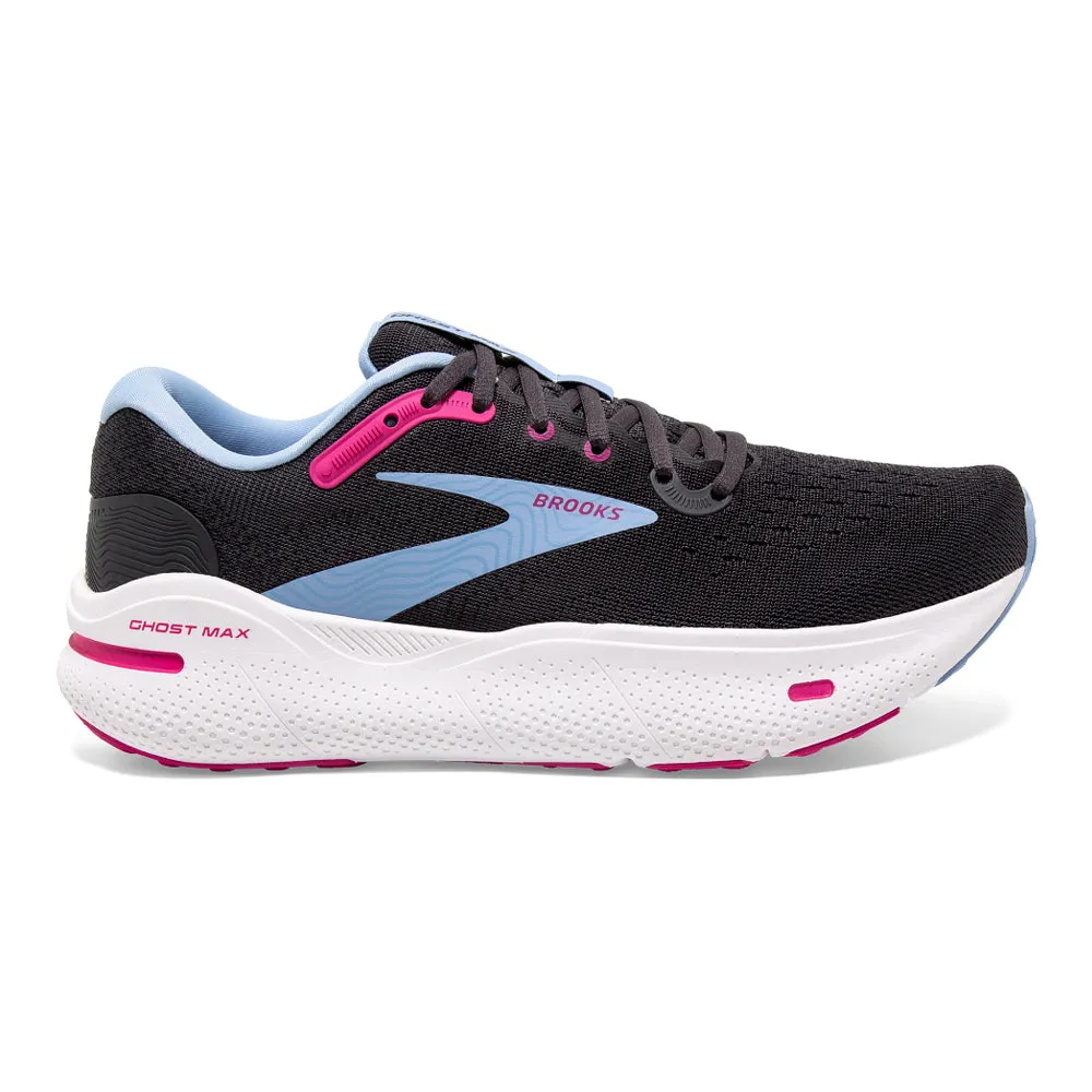 Women's Brooks Ghost Max, Ebony/Open Air/Lilac Rose, 11 D Wide