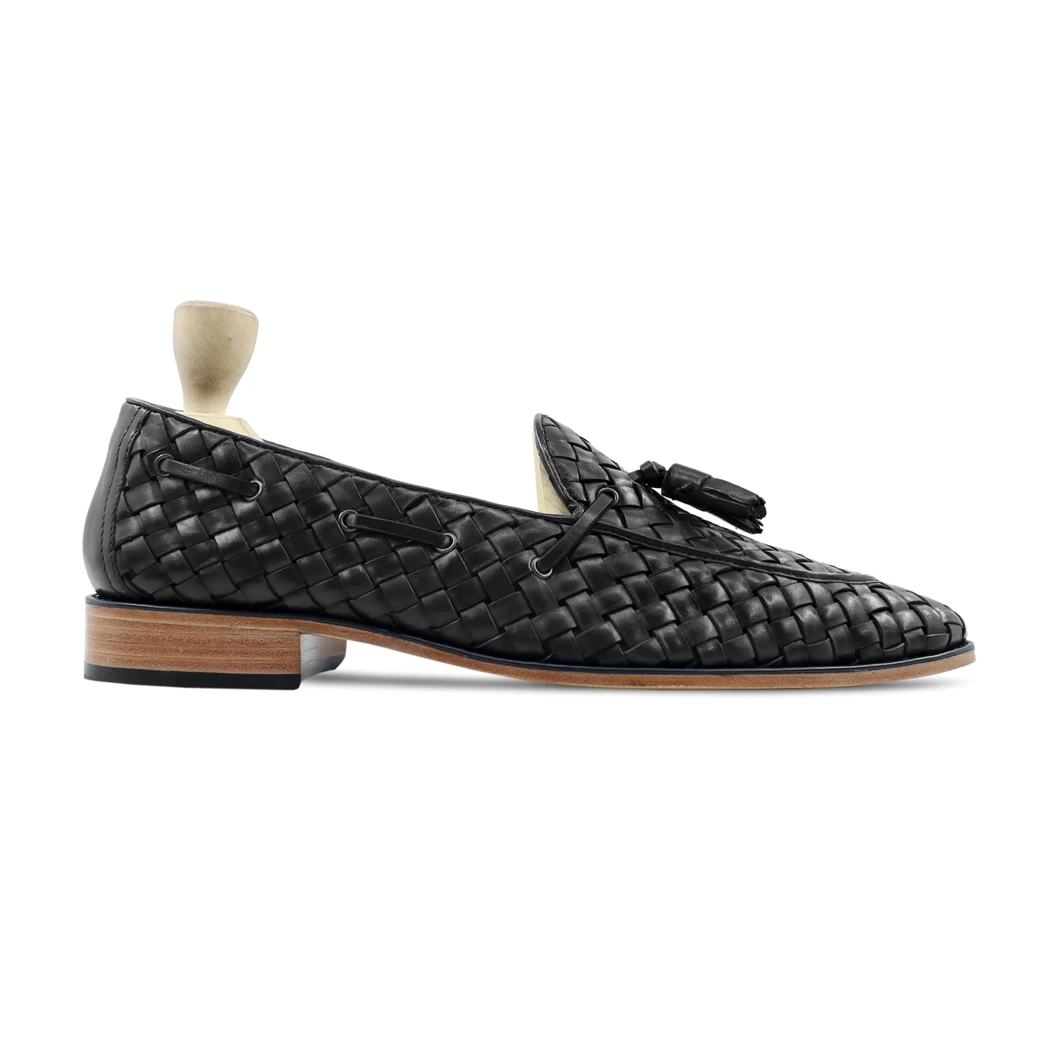 Zielona - Men's Black Woven Loafer